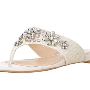 Nine West Cream Embellished Sandals